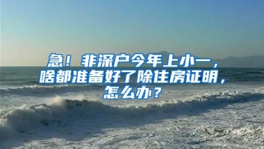 急！非深户今年上小一，啥都准备好了除住房证明，怎么办？