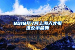 2019年7月上海人才引进公示最新