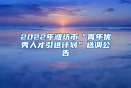 2022年潍坊市“青年优秀人才引进计划”选调公告