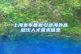 上海发布首批引进海外高层次人才需求信息