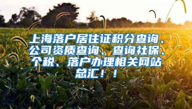 上海落户居住证积分查询、公司资质查询、查询社保、个税、落户办理相关网站总汇！！