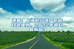 速看！上海积分落户职称目录细则，2022年官方最新版！