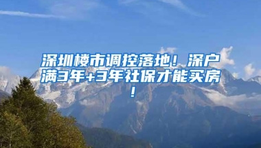 深圳楼市调控落地！深户满3年+3年社保才能买房！