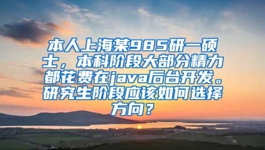 本人上海某985研一硕士，本科阶段大部分精力都花费在java后台开发。研究生阶段应该如何选择方向？