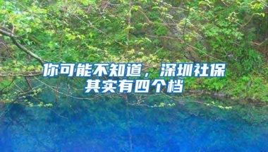 你可能不知道，深圳社保其实有四个档