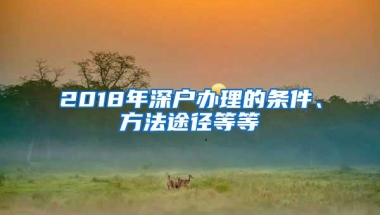 2018年深户办理的条件、方法途径等等