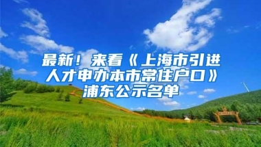 最新！来看《上海市引进人才申办本市常住户口》浦东公示名单