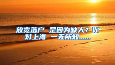 放宽落户 是因为缺人？你对上海 一无所知......