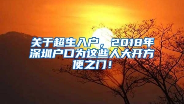 关于超生入户，2018年深圳户口为这些人大开方便之门！