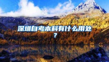 深圳自考本科有什么用处？