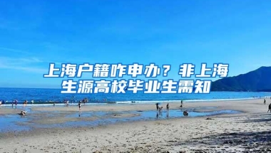 上海户籍咋申办？非上海生源高校毕业生需知