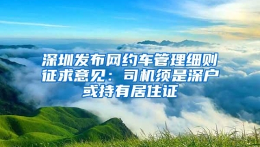 深圳发布网约车管理细则征求意见：司机须是深户或持有居住证