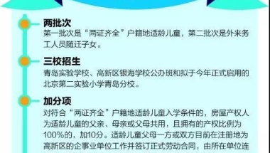 2021年青岛高新区继续积分入学 第一批次看购房时间和落户时间