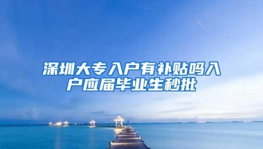 深圳大专入户有补贴吗入户应届毕业生秒批