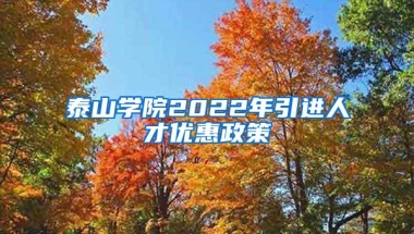 泰山学院2022年引进人才优惠政策