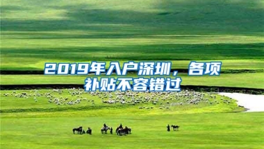 2019年入户深圳，各项补贴不容错过