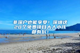 非深户也能享受！深圳这20个免费项目大人小孩都有份！