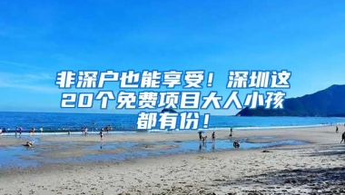 非深户也能享受！深圳这20个免费项目大人小孩都有份！