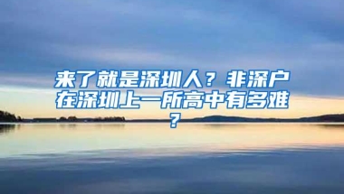 来了就是深圳人？非深户在深圳上一所高中有多难？