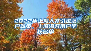 2022年上海人才引进落户政策，上海海归落户学校名单