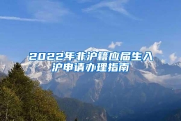 2022年非沪籍应届生入沪申请办理指南