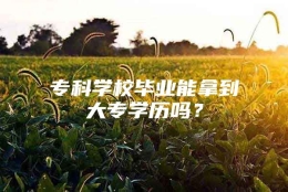 专科学校毕业能拿到大专学历吗？