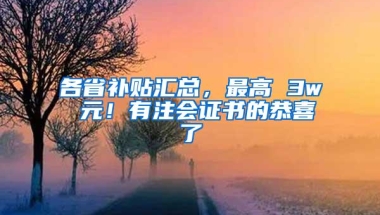 各省补贴汇总，最高 3w 元！有注会证书的恭喜了