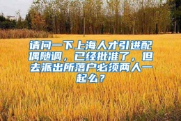 请问一下上海人才引进配偶随调，已经批准了，但去派出所落户必须两人一起么？