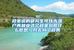 政策说的研究生可以先落户再就业这个政策到底什么意思！我去问了政务