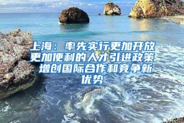 上海：率先实行更加开放更加便利的人才引进政策 增创国际合作和竞争新优势