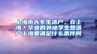 上海市大专生落户，在上海＊毕业的外地学生想落户上海要满足什么条件阿