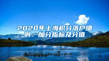 2020年上海积分落户细则：加分指标及分值