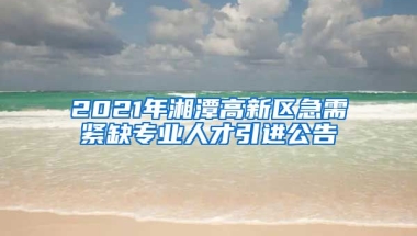 2021年湘潭高新区急需紧缺专业人才引进公告