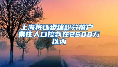 上海将逐步建积分落户 常住人口控制在2500万以内