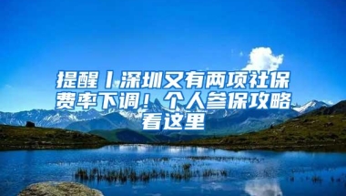 提醒丨深圳又有两项社保费率下调！个人参保攻略看这里