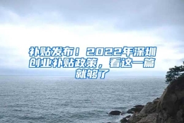 补贴发布！2022年深圳创业补贴政策，看这一篇就够了