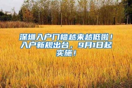 深圳入户门槛越来越低啦！入户新规出台，9月1日起实施！