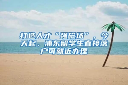 打造人才“强磁场”，今天起，浦东留学生直接落户可就近办理