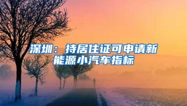 深圳：持居住证可申请新能源小汽车指标