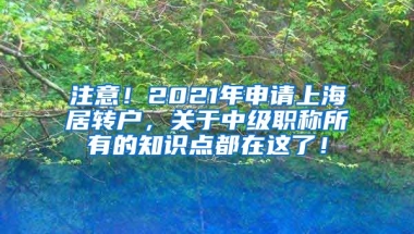 注意！2021年申请上海居转户，关于中级职称所有的知识点都在这了！