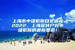 上海市中级职称目录查询2022，上海居转户对中级职称的最新要求！