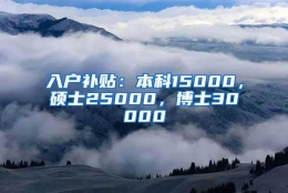 入户补贴：本科15000，硕士25000，博士30000