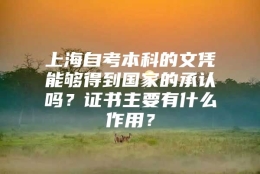 上海自考本科的文凭能够得到国家的承认吗？证书主要有什么作用？