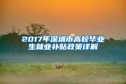 2017年深圳市高校毕业生就业补贴政策详解