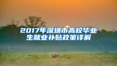 2017年深圳市高校毕业生就业补贴政策详解