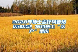 2020年博士渝行周首场活动启动 16位博士“落户”重庆