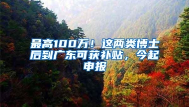 最高100万！这两类博士后到广东可获补贴，今起申报