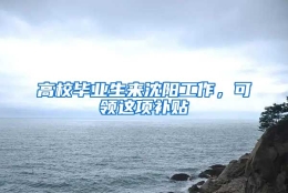 高校毕业生来沈阳工作，可领这项补贴