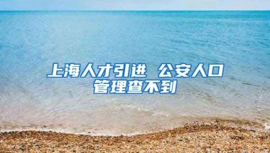 上海人才引进 公安人口管理查不到