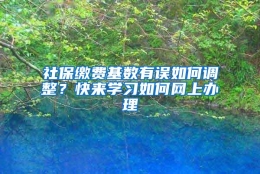 社保缴费基数有误如何调整？快来学习如何网上办理→